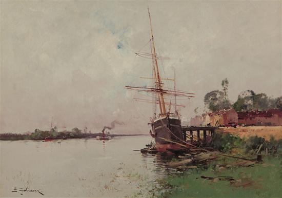 Appraisal: EUGENE GALIEN-LALOUE French - A River in France oil on