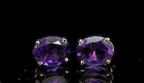 Appraisal: Pair of Amethyst Stud Earrings K yellow gold stud earrings