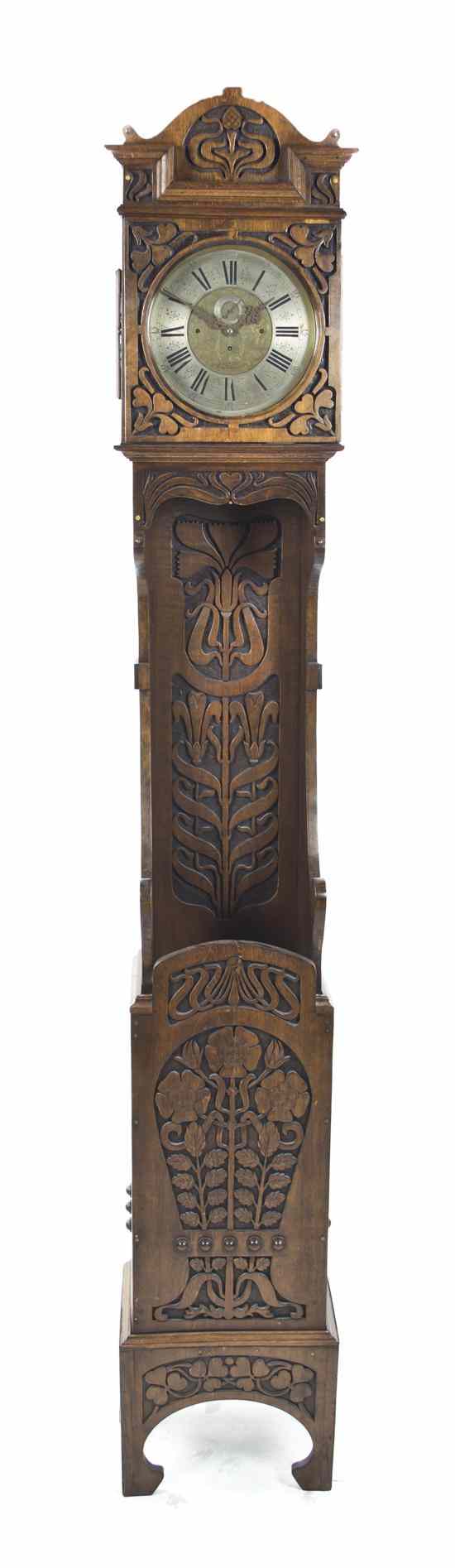 Appraisal: An American Arts and Crafts Oak Tall Case Clock having