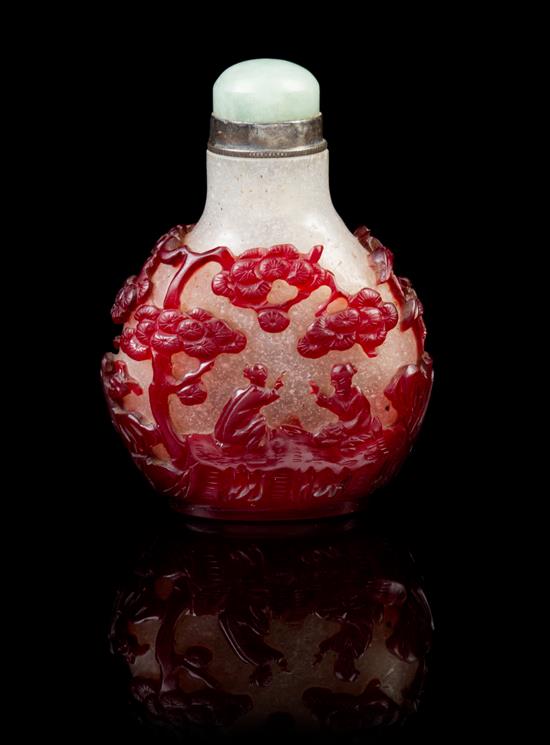 Appraisal: Sale Lot A Chinese Red Overlay Glass Snuff Bottle th