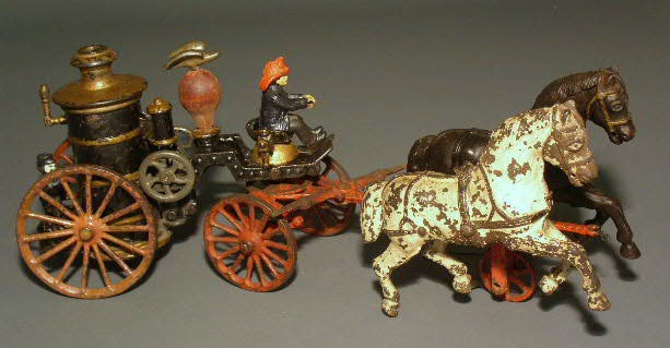 Appraisal: Ives cast iron toy horse drawn fire pumper c retains