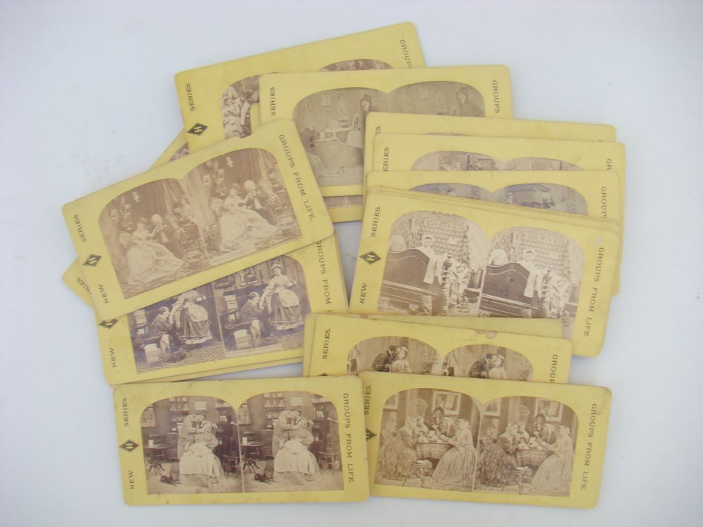 Appraisal: TWENTY ASSORTED STEREOPTICON CARDS th CenturyFrom the Groups from Home