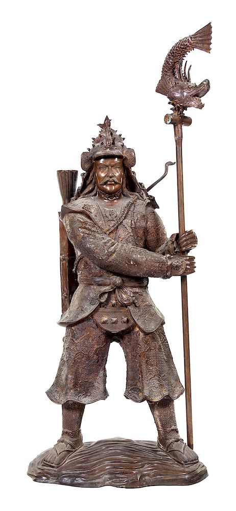 Appraisal: A Large Japanese Bronze Figure of a Samurai Height in