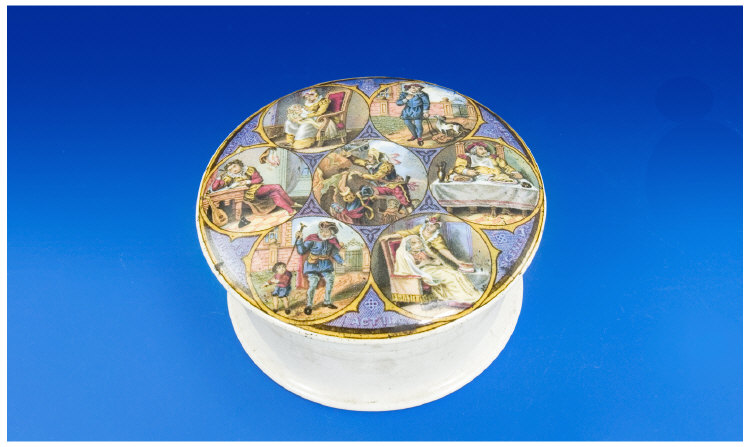 Appraisal: Pot Lid and Base The Seven Ages of Man No