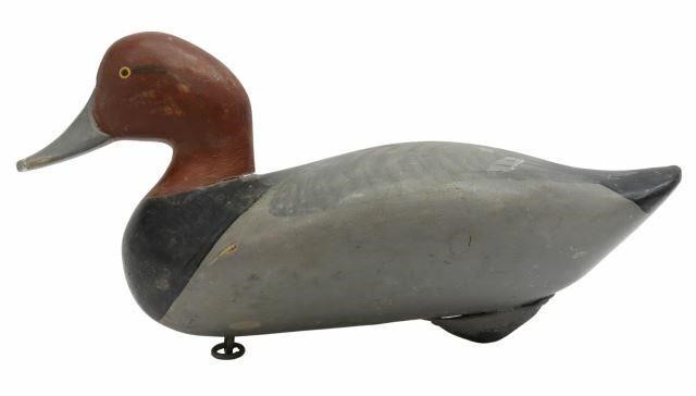 Appraisal: Vintage carved and painted red head duck decoy signed R