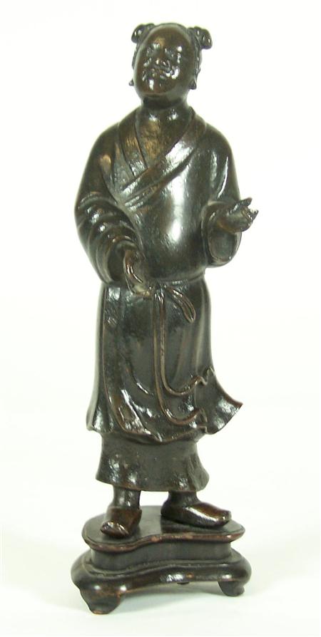 Appraisal: A th th century Chinese bronze figure most likely Han