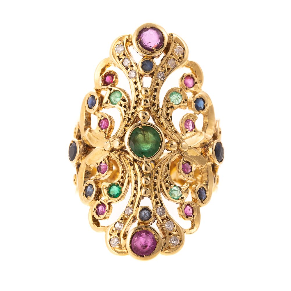 Appraisal: A Lady's K Emerald Sapphire Ruby Ring K yellow gold