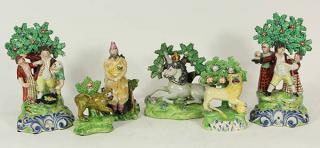 Appraisal: lot of English Staffordshire pearlware figural groups lot of English