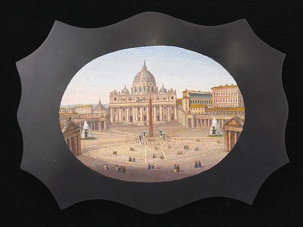 Appraisal: A Roman micromosaic paperweight of St Peter's Square Vatican workshop