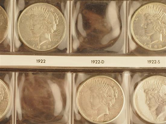 Appraisal: Peace Silver Dollars in book All different dates