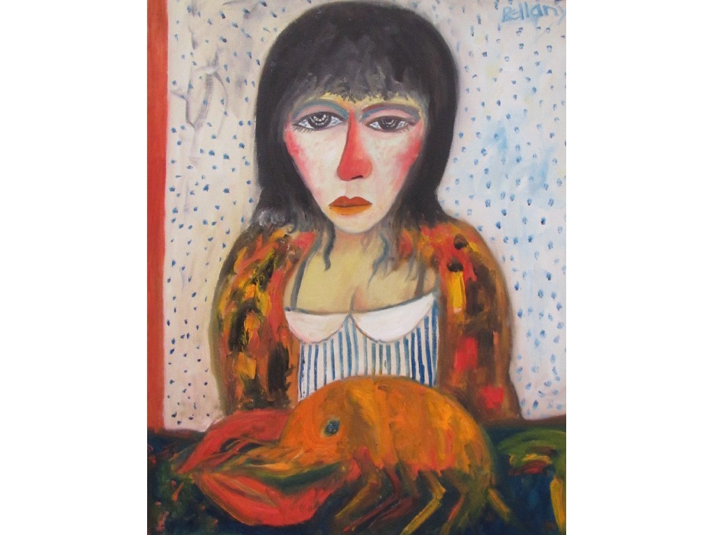 Appraisal: JOHN BELLANY CBE RA HRSA b GIRL WITH LOBSTER Oil