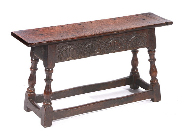 Appraisal: A TH CENTURY STYLE OAK STOOL the plain seat over