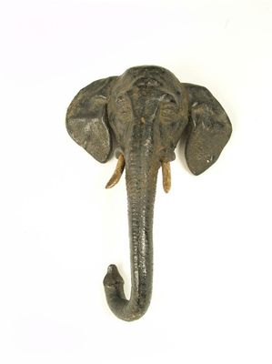 Appraisal: A cast iron and painted mount modelled as an elephant's