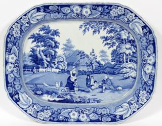 Appraisal: STAFFORDSHIRE BLUE WHITE TRANSFER PLATTER TH C STAFFORDSHIRE BLUE WHITE