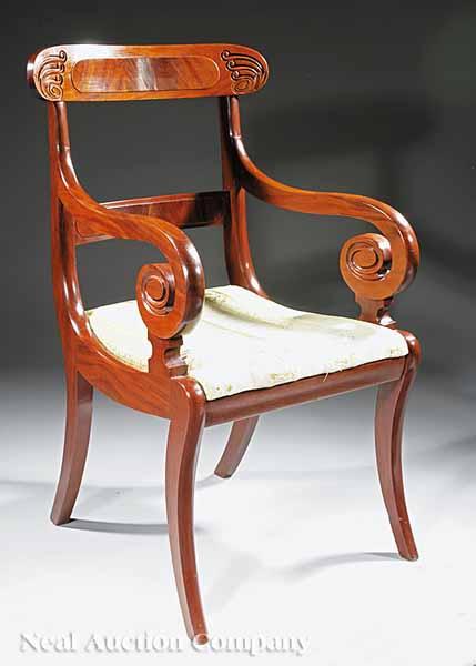 Appraisal: An American Classical Carved Mahogany Armchair early th c Boston