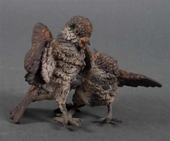 Appraisal: Austrian cold painted bronze figural group of two birds early