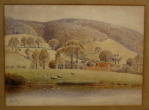 Appraisal: Two watercolours - E Grieg - 'Hall' lake scene signed