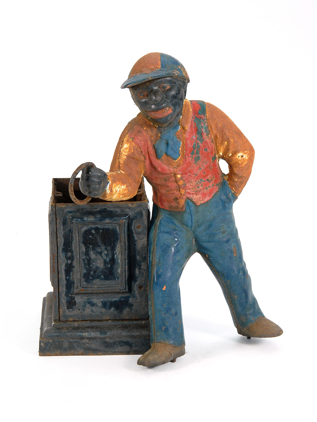 Appraisal: TH CENTURY CAST IRON FIGURE OF A JOCKEY on a