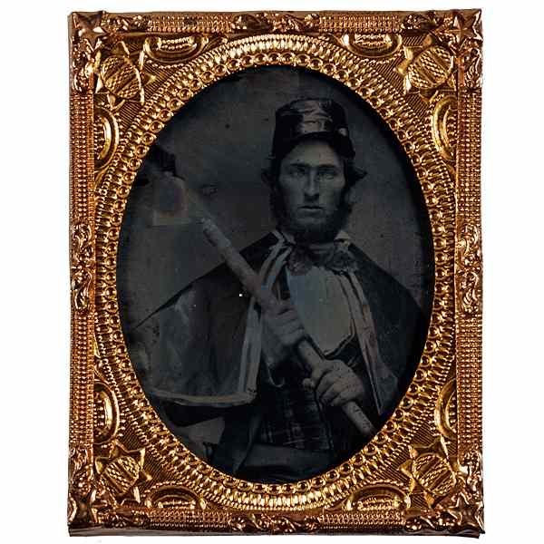 Appraisal: Lincoln Wide Awake Marcher with Torch Ninth Plate Ambrotype Ninth