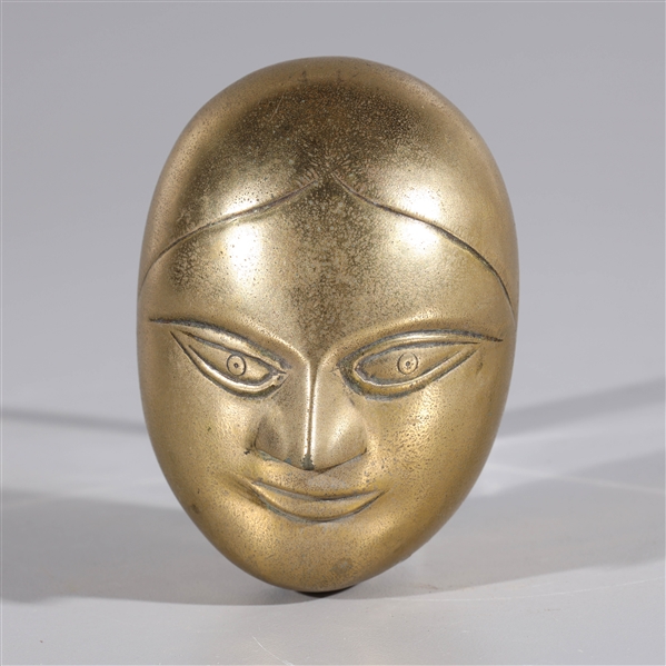 Appraisal: Antique Indian gilt bronze face form box th century or