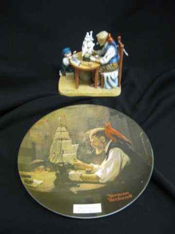 Appraisal: Norman Rockwell Bisque Figurine ''The ShipBuilder'' with matching plate excellent