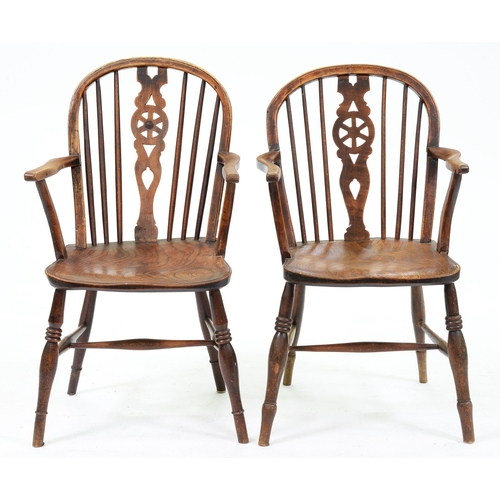 Appraisal: Two Victorian ash Windsor chairs Thames Valley Region with wheel