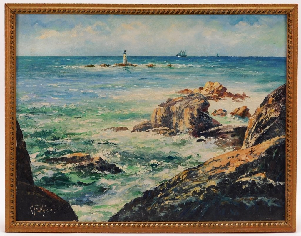 Appraisal: CHARLES FAUNCE RAM ISLAND LEDGE LIGHT PAINTING Maine Late th