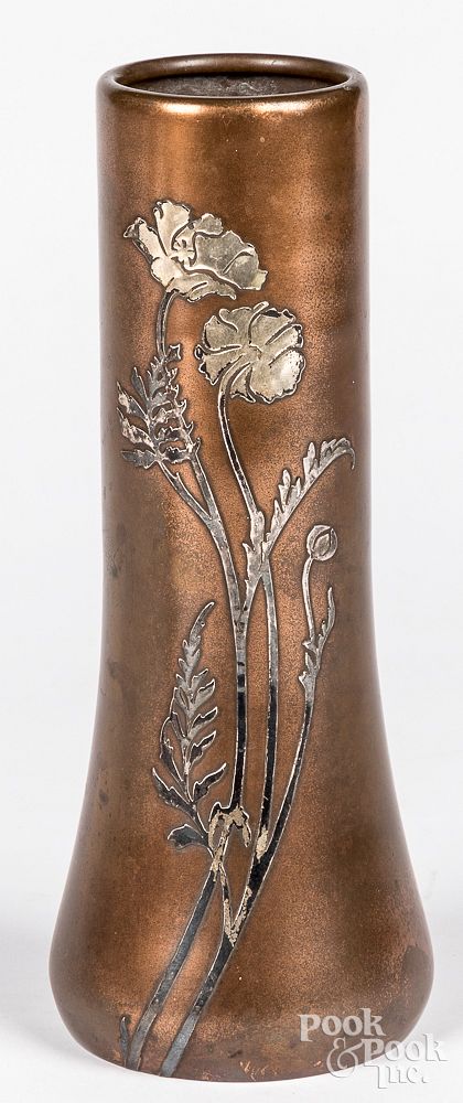 Appraisal: Heinz sterling over bronze arts and crafts vase Heinz sterling