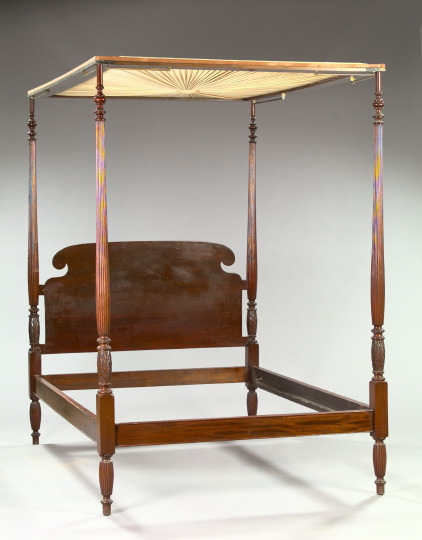 Appraisal: Late George III-Style Mahogany Tester Bed the canopy with pleated