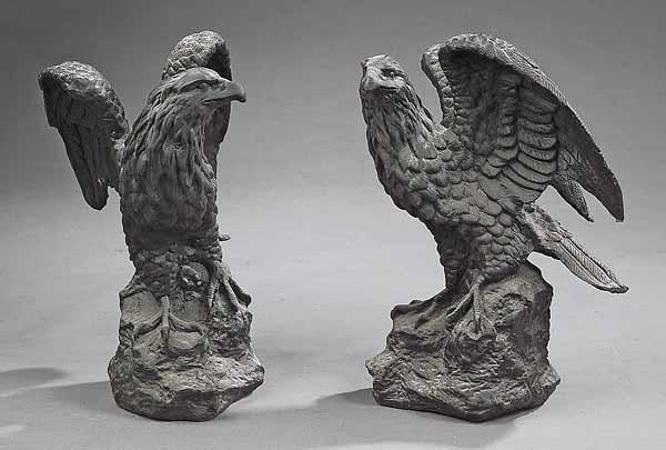 Appraisal: A Pair of Cast Iron Eagles th c black paint