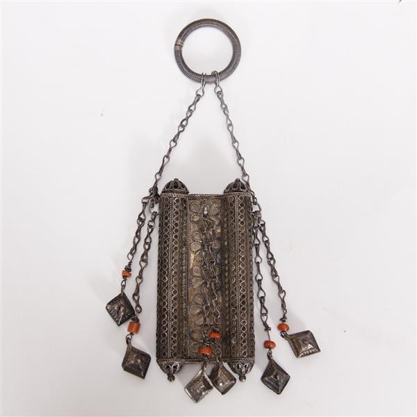 Appraisal: Bedouin Yemenite Silver Filigree double capsule Hirz or Amulet pendant