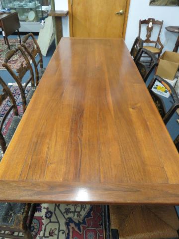 Appraisal: Fine Cherry Harvest Table x trestle base