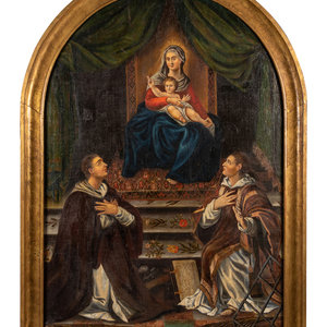 Appraisal: Continental School th th Century Virgin and Child Enthroned oil