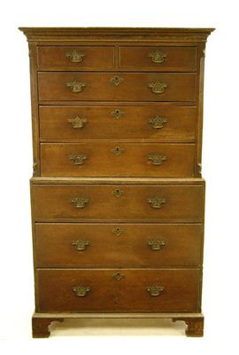 Appraisal: A George III oak chest on chest the top part