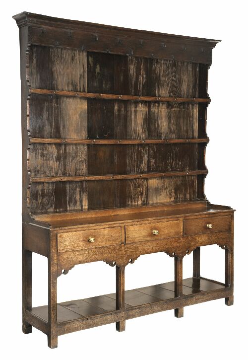 Appraisal: A George III oak dresser probably South Wales the moulded