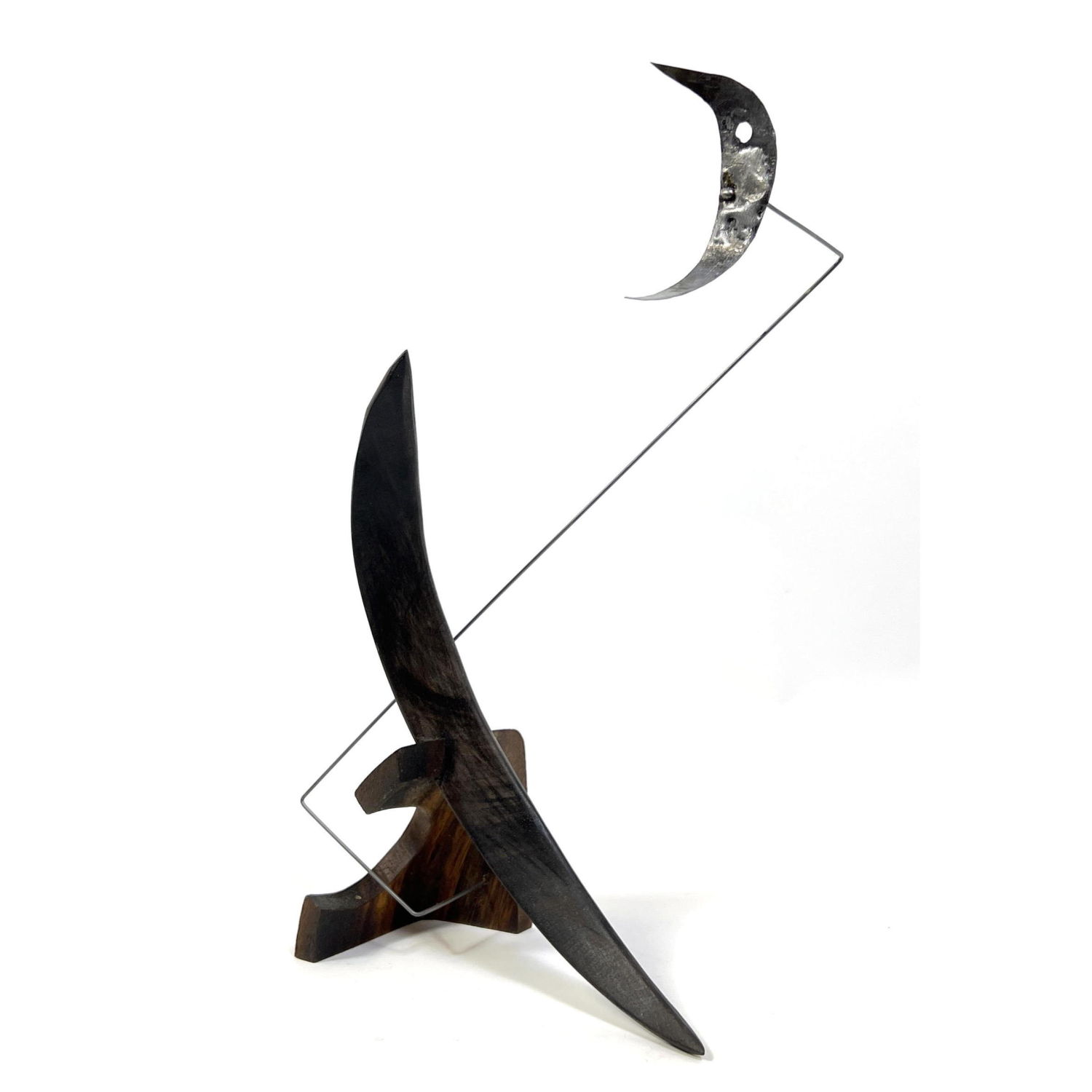 Appraisal: ADAM HENDERSON Modernist Mixed Media Sculpture Crescent Moon rises above