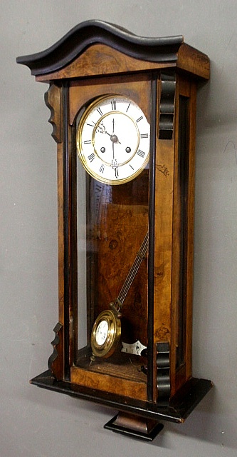 Appraisal: - German walnut wall clock As found h x w