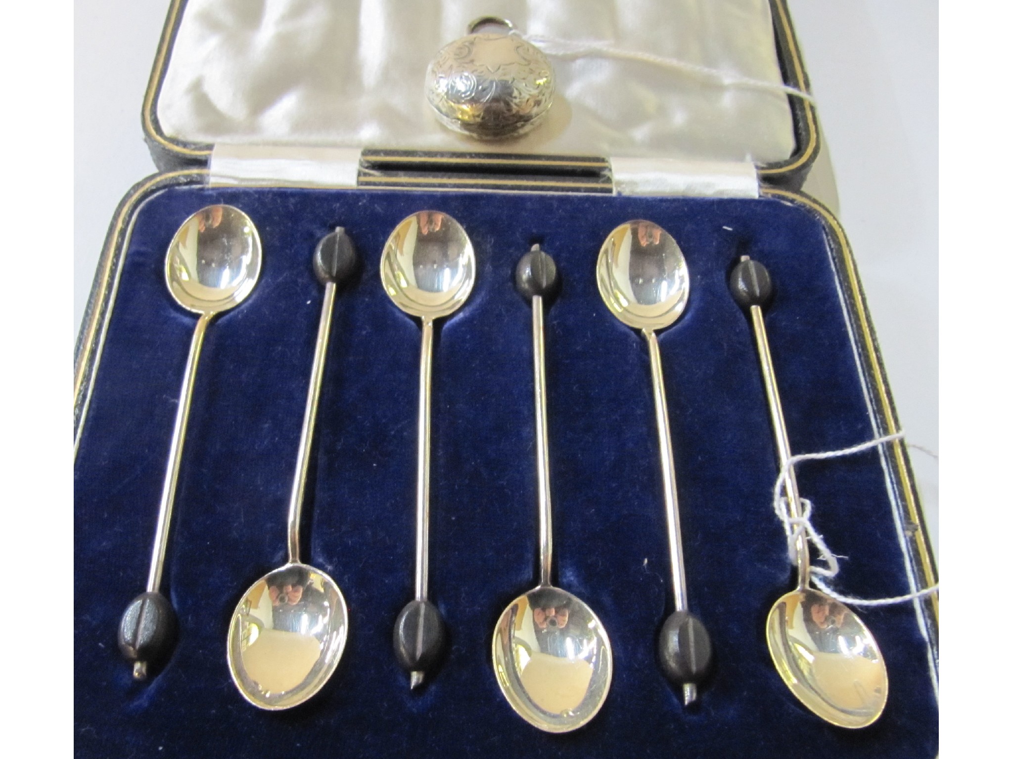 Appraisal: A lot comprising a cased set of six silver coffee