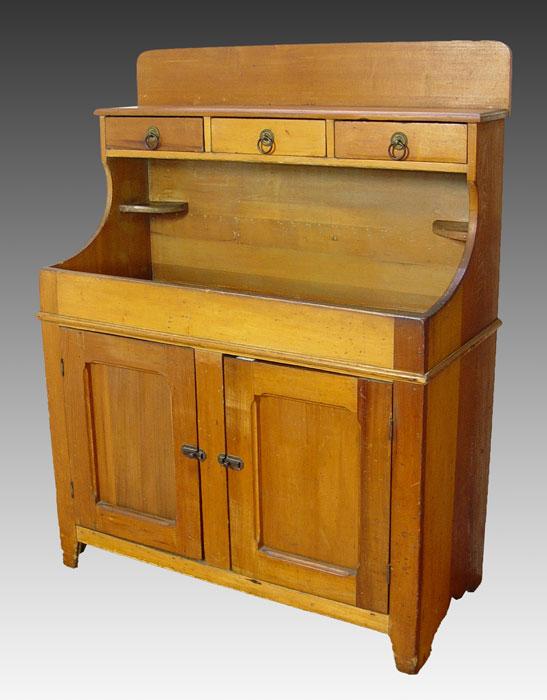 Appraisal: AMERICAN COUNTRY PINE DRY SINK Pine and birch square nail