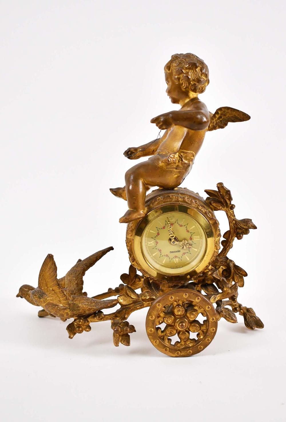 Appraisal: FRENCH GILT BRONZE TABLE CLOCKCirca The dial signed Meccedes The