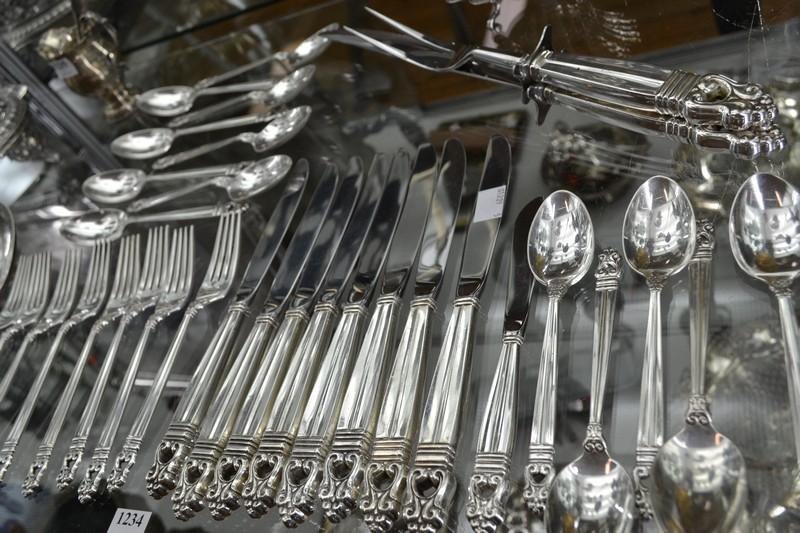 Appraisal: ROYAL DANISH STERLING SILVER CUTLERY SET FOR EIGHT PLUS EXTRAS