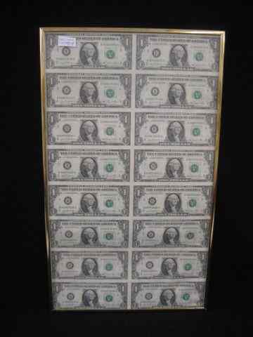 Appraisal: Uncut Sheet of U S Notes uncirculated from Bureau of