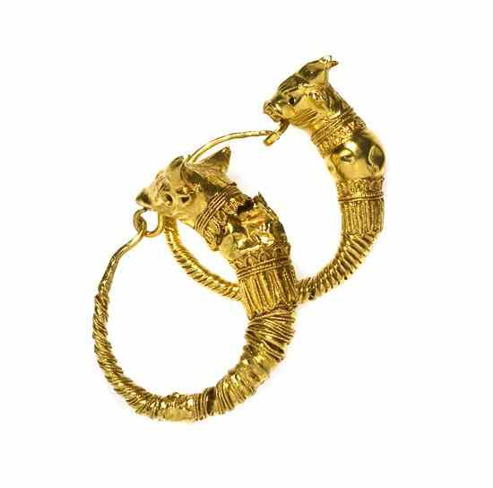 Appraisal: A Pair of Hellenistic Yellow Gold Earrings rd Century B