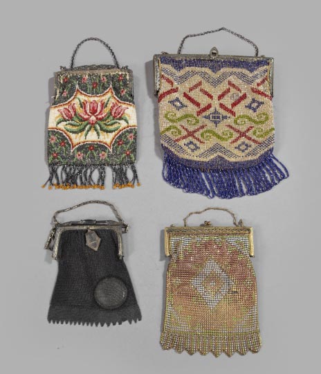 Appraisal: Collection of Four Bead or Mesh Lady's Evening Bags first