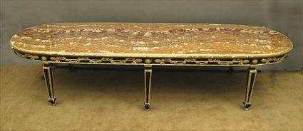 Appraisal: Louis XVI-Style Painted and Parcel-Gilt Marble-Top Table