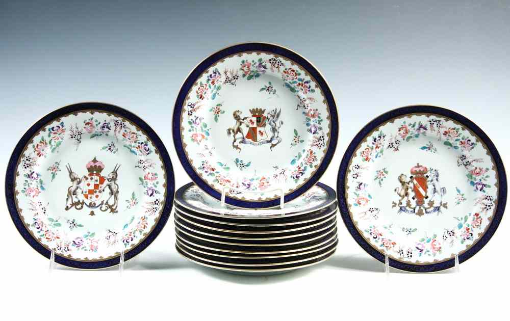 Appraisal: HERALDIC PLATES - Handpainted Heraldic Plates by Ovington Brothers Company