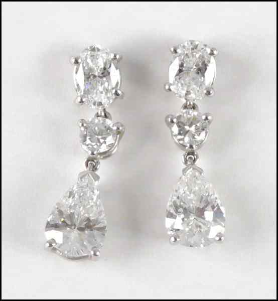 Appraisal: PAIR OF DIAMOND AND KARAT WHITE GOLD EARRINGS Two oval