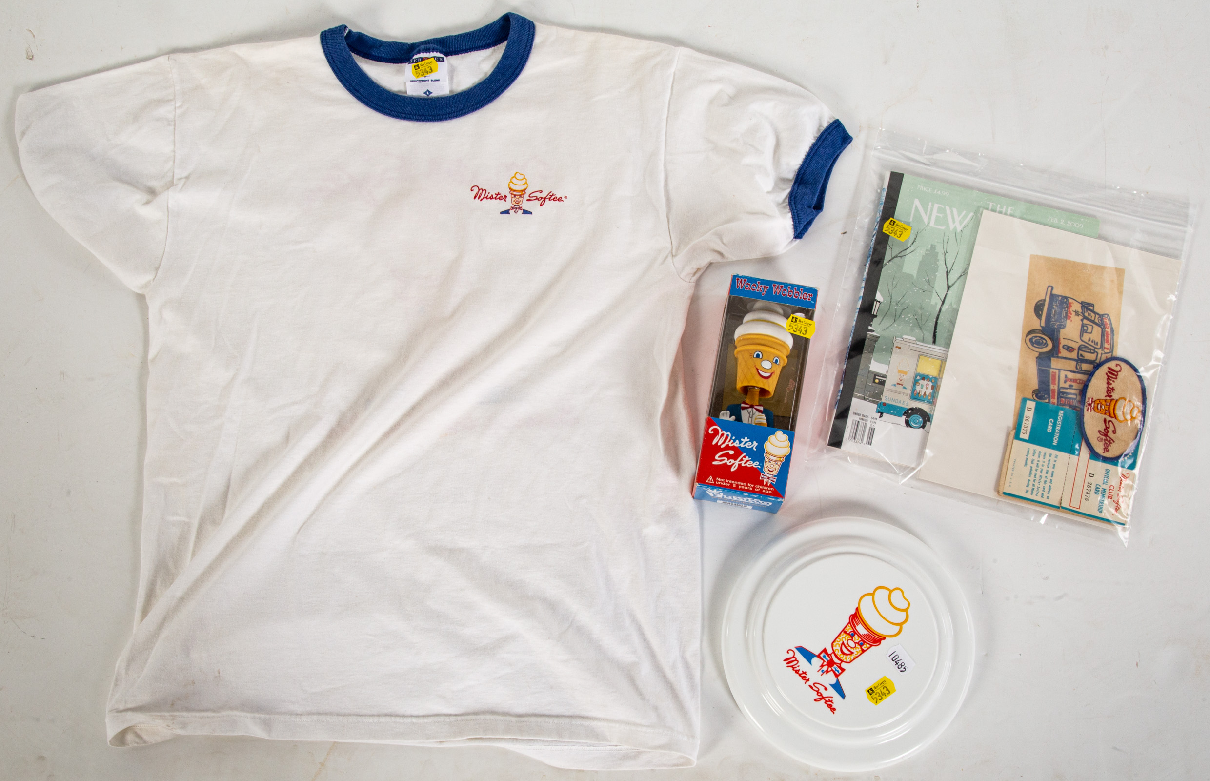 Appraisal: MISTER SOFTEE ICE CREAM EPHEMERA Includes bobble head Frisbee iron-on