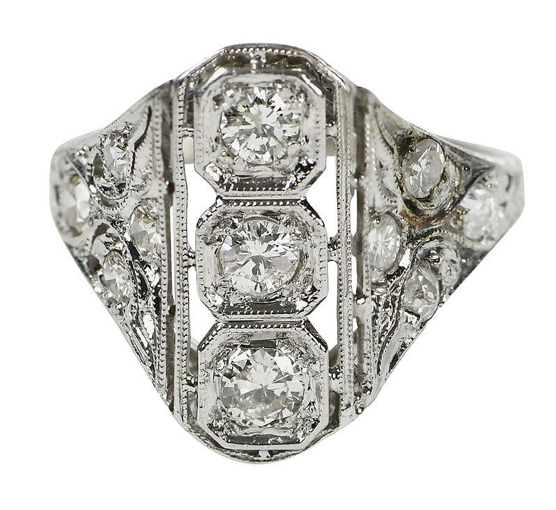 Appraisal: Platinum Diamond Ring round brilliant and single cut diamonds estimated