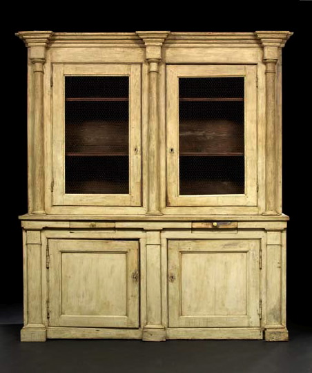 Appraisal: Provincial Neoclassical Polychromed Cabinet late th century the molded cornice